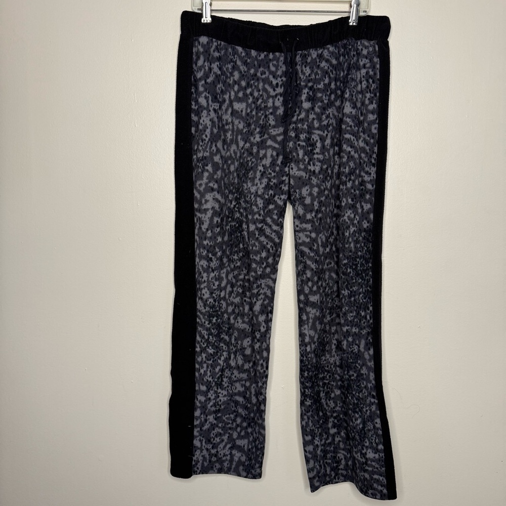 Cuddl Duds Black and Gray Fleece Pants - size large